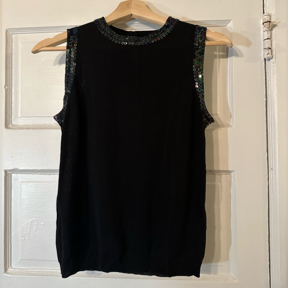 Club Monaco Black Top with Sequins